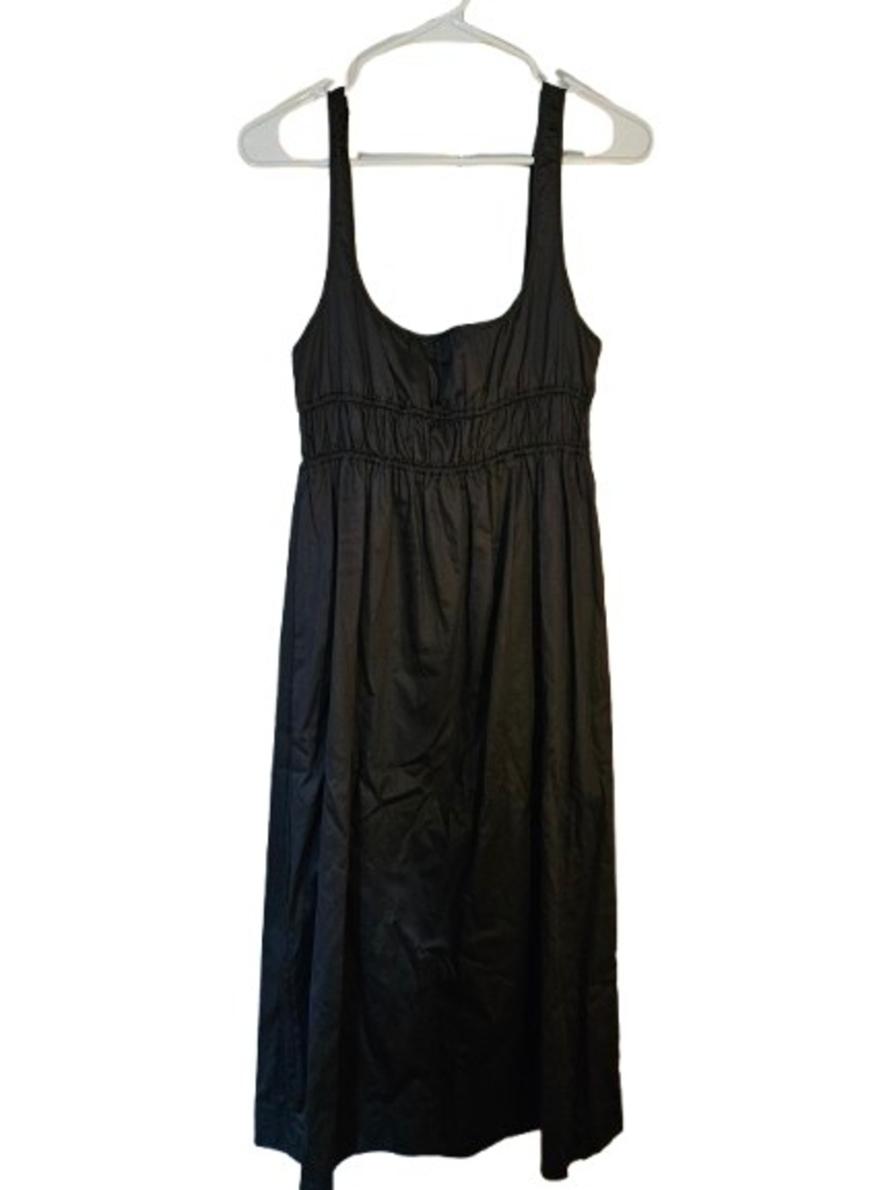 AQUA Black Cotton Empire Waist Midi Dress XL‎ Sleeveless Sundress